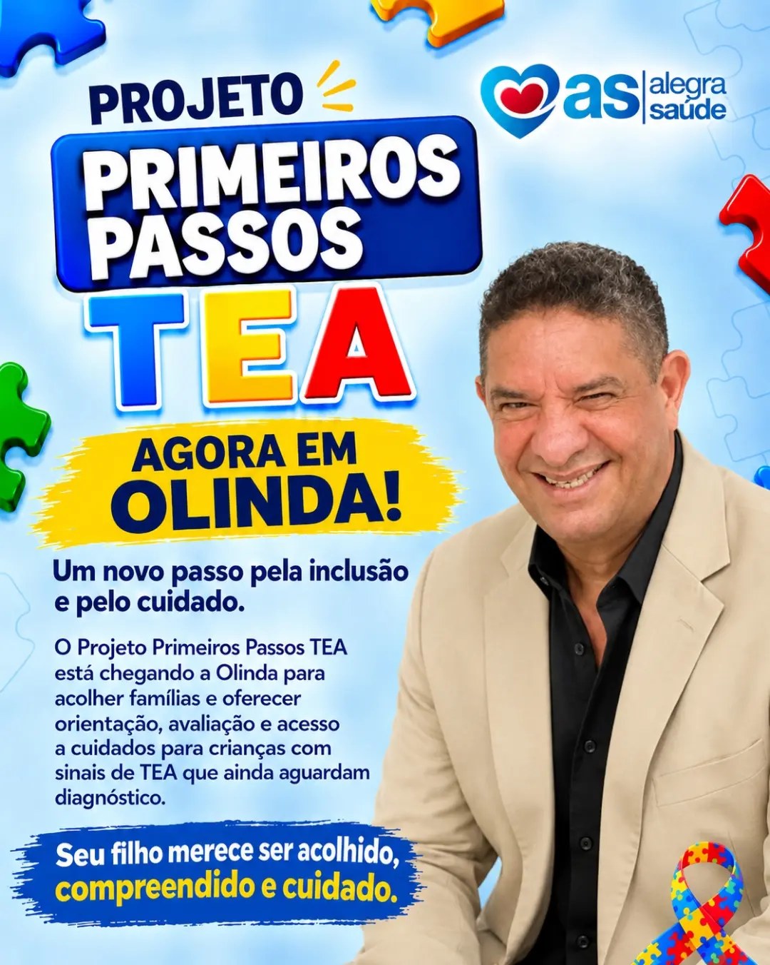 Projeto Primeiros Passos TEA, agora em Olinda: acolhimento, orientação e avaliação para famílias